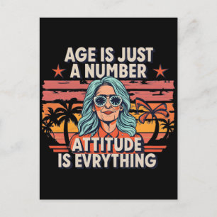 Leeftijd is slechts een getal, retro oudere vrouw briefkaart