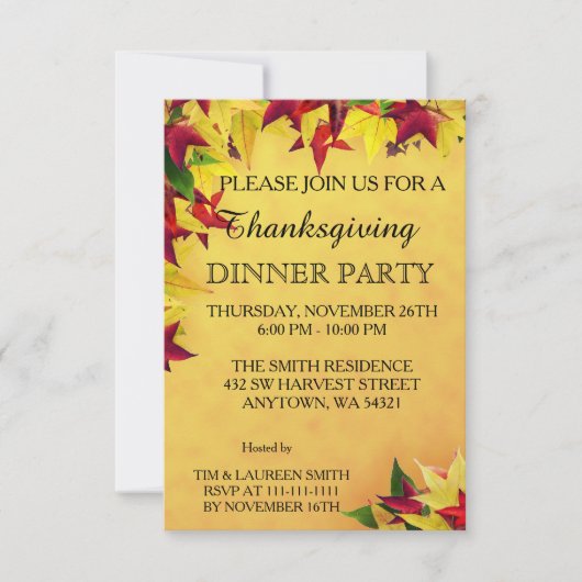 Leeftijd van de Thanksgiving in het najaar Kaart (Voorkant)