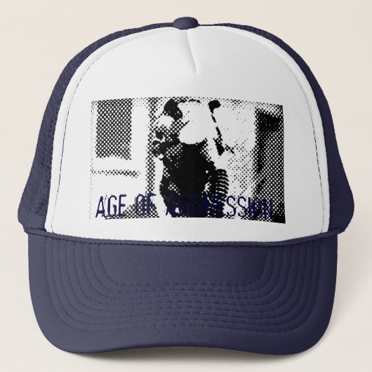 Leeftijd van het gasmasker blauw trucker pet (Voorkant)
