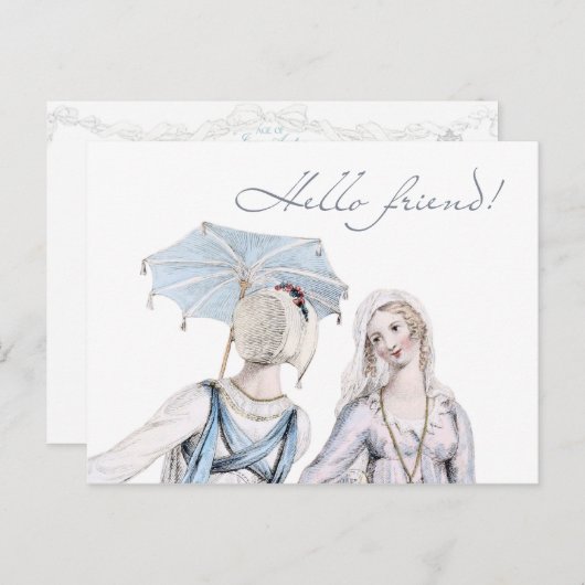 Leeftijd van Jane Austen Regency Hallo Friend Brie Briefkaart (Voorkant / Achterkant)