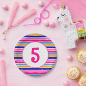 Leeftijdsnummer: kleurrijke streep Patroon Vivid Papieren Bordje (Feest)