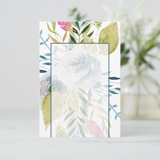 Leeg budget Blauw aquarel bloem bruiloft Kaart (Staand voorkant)