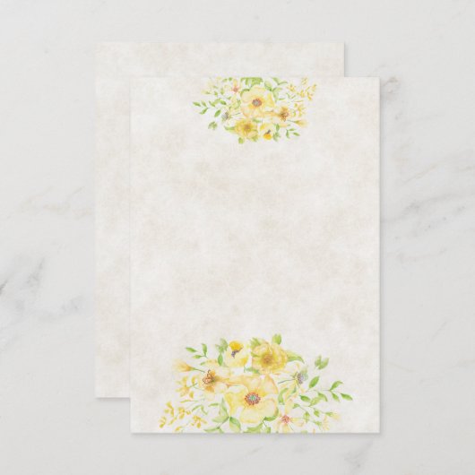 Leeg budget Geel waterverf bloem bruiloft Kaart (Voorkant / Achterkant)