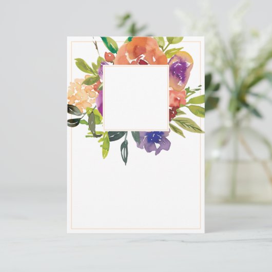 Leeg budget Oranje en paarse bloem bruiloft Kaart (Staand voorkant)