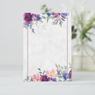 Leeg budget Paars en oranje bloemen bruiloft Uitn Kaart
