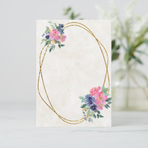 Leeg budget Roze en blauwe bloemen bruiloft Kaart