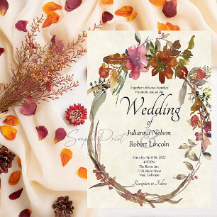 Leeg budget Watercolor Boho bloem bruiloft  Kaart