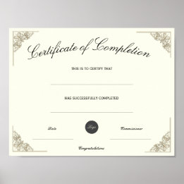 Leeg Certificaat van Voltooiing met Aangepast Logo Poster
