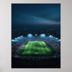Leeg footballs stadion 's nachts poster