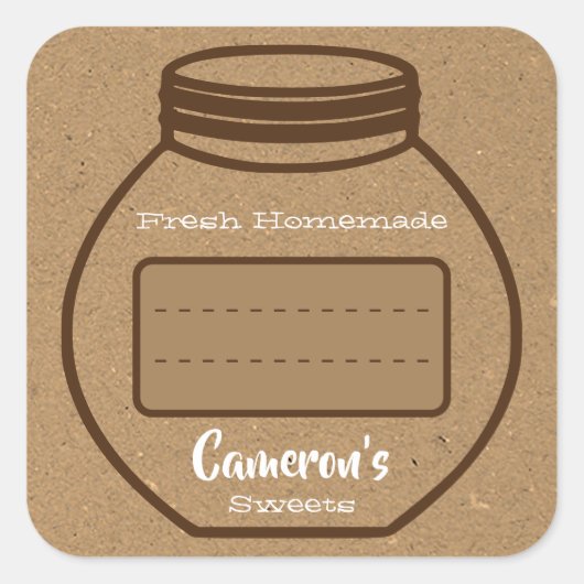 Leeg tekstvak Kraft Paper Brown Jam Labels (Voorkant)