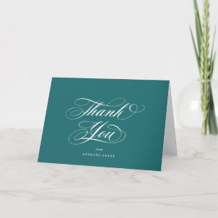 Leeg Turquoise Elegant Script-Afstuderen Bedankkaart