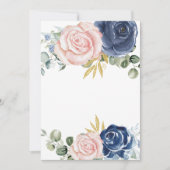 Leeg Voeg Eigen Tekst Toe Navy blue blush roze flo Kaart (Voorkant)