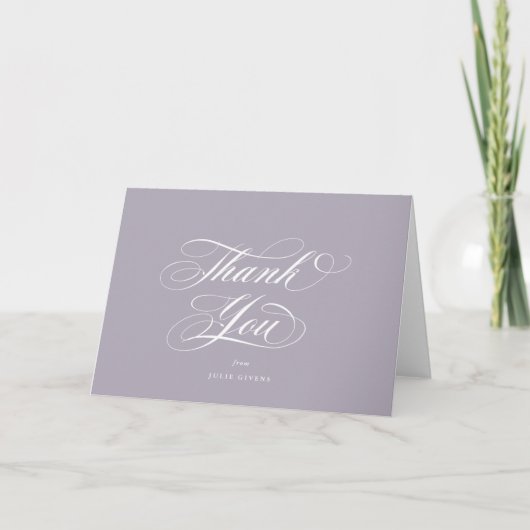 Leeg zacht Paarse Elegant Script Afstuderen Bedankkaart (Voorkant)