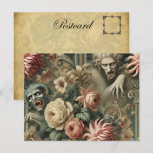 Leegstaande harten - Gotisch Victoriaans Feestdagenkaart