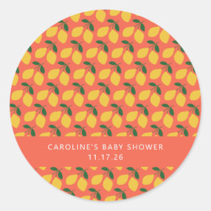 leemons Oranje aangepast Baby shower Ronde Sticker