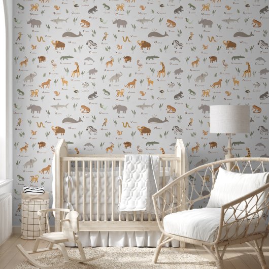 Leer ABC Wild Animals Fun Behang (Kinderen)