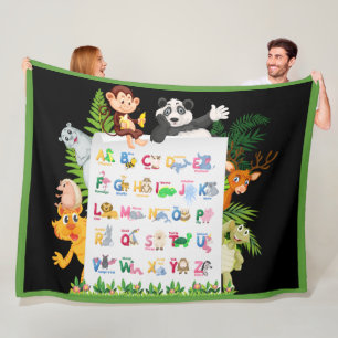 Leer Alphabet & Dieren Onderwijs Fleece Deken