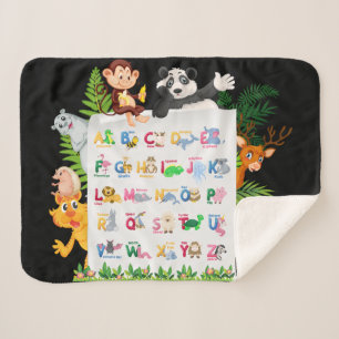 Leer Alphabet & Dieren Onderwijs Sherpa Deken