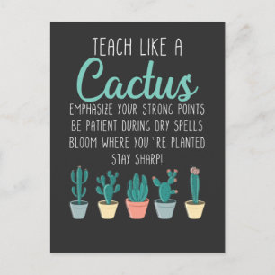Leer als een cactus-leraar terug naar school briefkaart