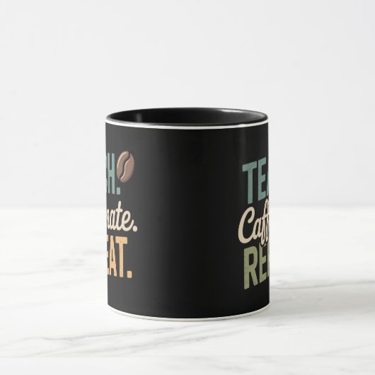 Leer Caffeinate Repeat Coffee Teacher Mok (Midden)