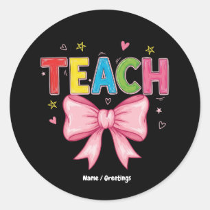 Leer Coquette Bow Crayon Docent Kinder Grappig Ronde Sticker