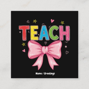 Leer Coquette Bow Crayon Docent Kinder Grappig Vierkante Visitekaartje