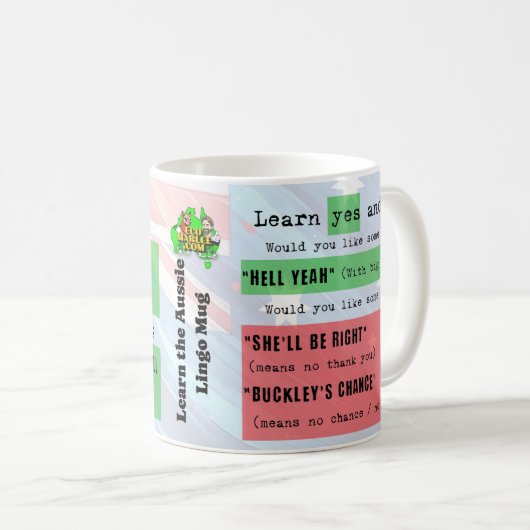 Leer de aussie lingo grappige koffie mok (Voorkant rechts)