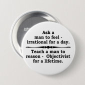 Leer een man... knoop ronde button 7,6 cm (Voorkant /achterkant)