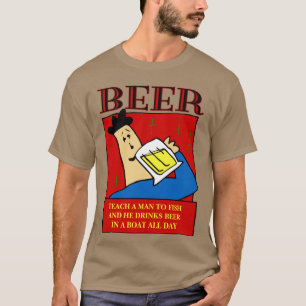 Leer een man vissen t-shirt