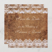  Leer en Lace sparen de Datum Save The Date (Voorkant / Achterkant)