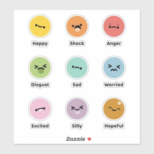 Leer gevoelens en emoties sticker (Vel)