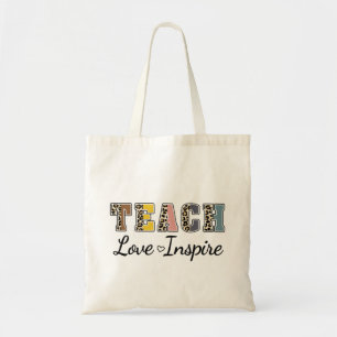 Leer, hou van, inspireer - Kleurrijke leraar Tote Bag
