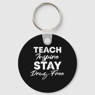 Leer Inspireren Blijf Vrij van Drugs Rode Lint Wee Sleutelhanger