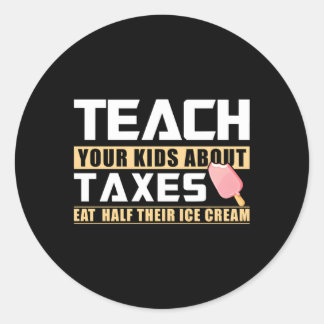 Leer je over belastingen eet de helft van hun ijs ronde sticker