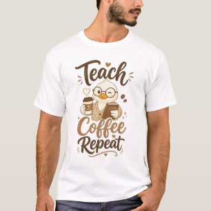 Leer Koffie Herhaal Schattelijk Eend Ontwerp T-shirt
