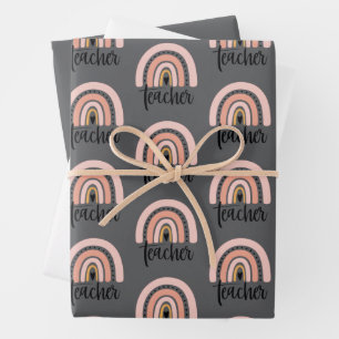 Leer Leraar Liefde Inspireren Cadeau Regenboog  Inpakpapier Vel