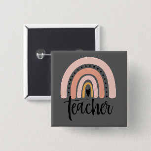 Leer leraar liefde inspireren cadeau regenboog vierkante button 5,1 cm