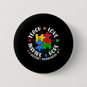 Leer liefde hoop inspireren autisme bewustzijn vri ronde button 5,7 cm