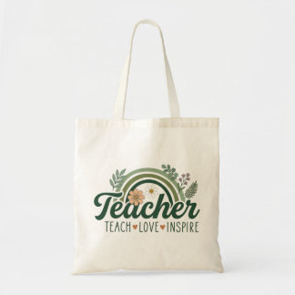 Leer Liefde Inspireren Botanische Regenboog Lerare Tote Bag