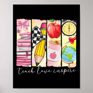 Leer Liefde Inspireren Leraar Eerste Dag Grappig T Poster
