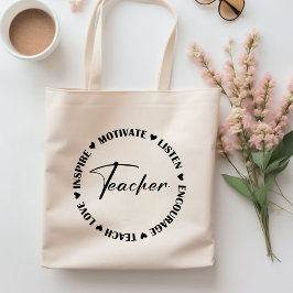 Leer liefde inspireren Luister Moedig leraar cadea Tote Bag