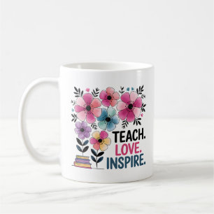 Leer liefde inspireren Mok   Floral Teacher Coffee
