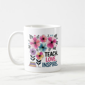 Leer liefde inspireren Mok | Floral Teacher Coffee