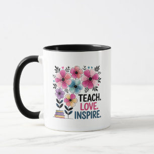 Leer liefde inspireren Mok Floral Teacher Coffee