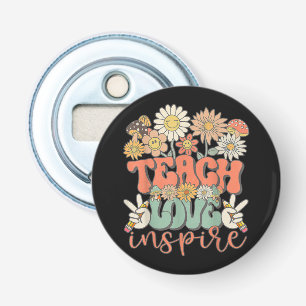 Leer Liefde Inspireren Retro Terug naar School Button Flesopener