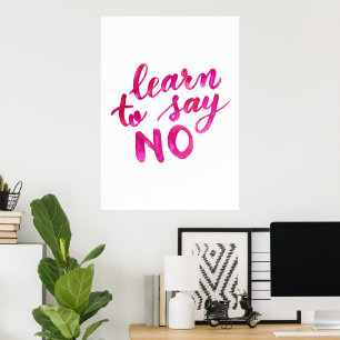 Leer nee zeggen - roze poster