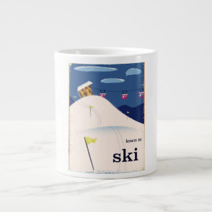 leer skiën vintage cartoon. jumbo beker