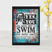 Leer Swim - Funny Vintage Ad Kaart (Gele Bloem)