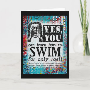Leer Swim - Funny Vintage Ad Kaart