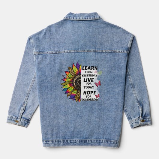 Leer van gisteren motivatie citaten elegant denim jacket (Achterkant)